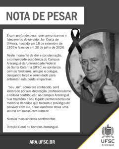 Nota de pesar: falece Jair Costa de Oliveira, servidor do campus de Araranguá - Notícias da UFSC